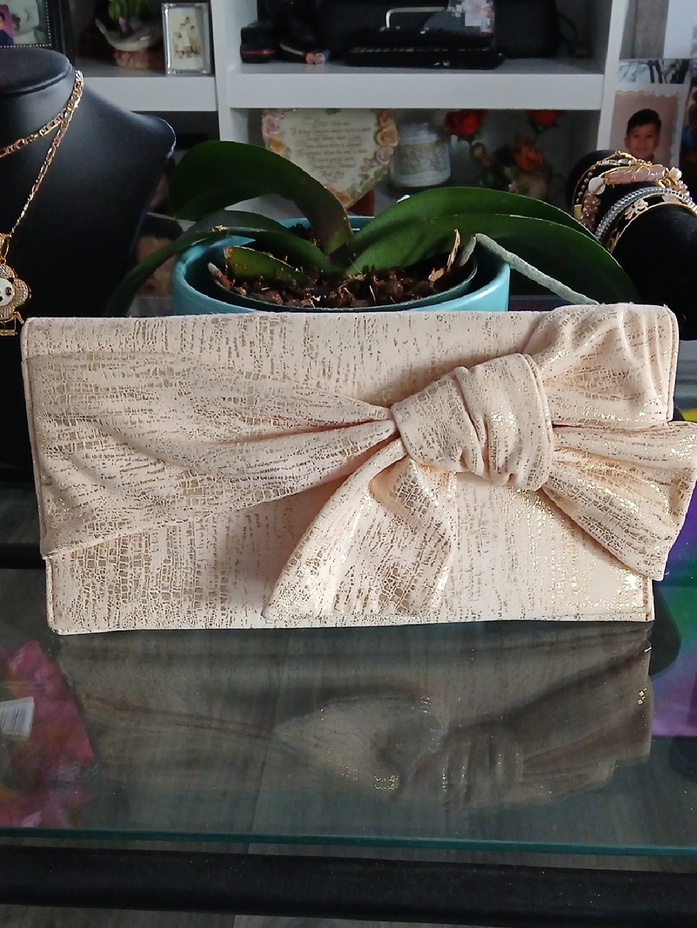 Gianni Bini Champagne Bow Clutch